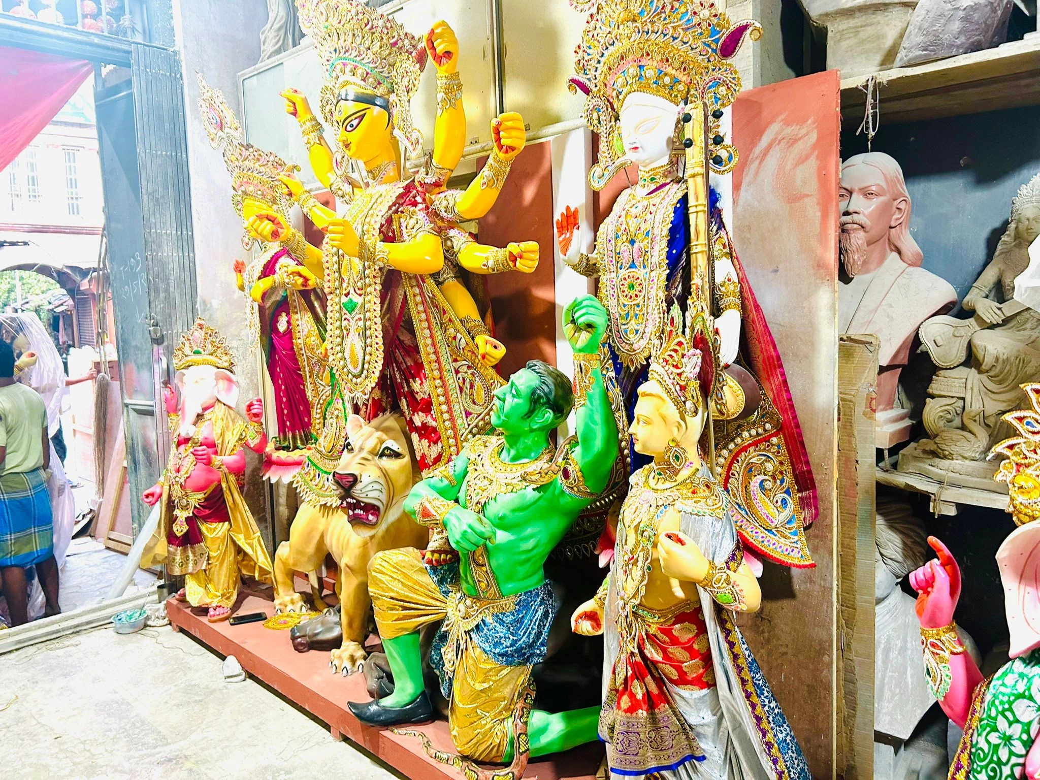 Durga Puja celebration with traditional decorations