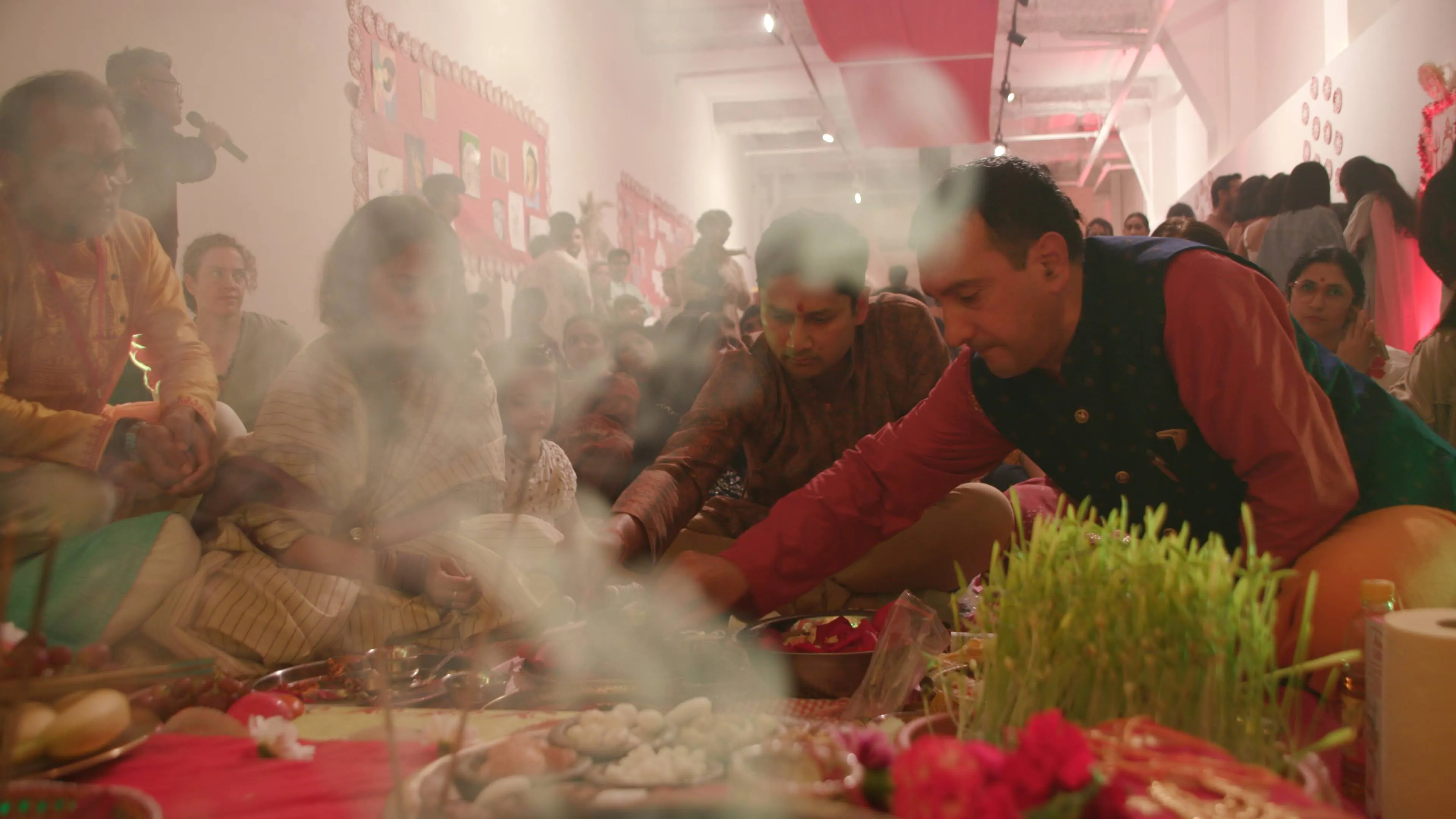 Puja rituals at the BCA pandal in Barcelona