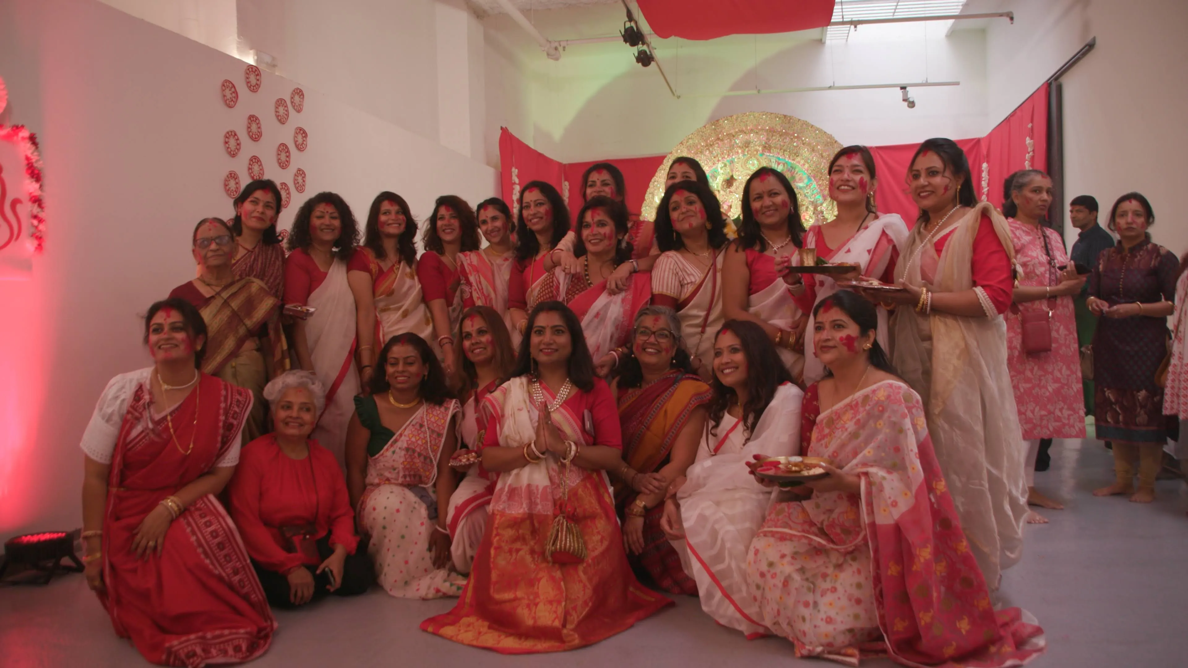 Families at the pandal
